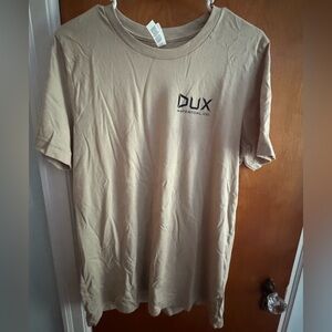 Tan Short Sleeve Crew Neck Tee with DUX Print